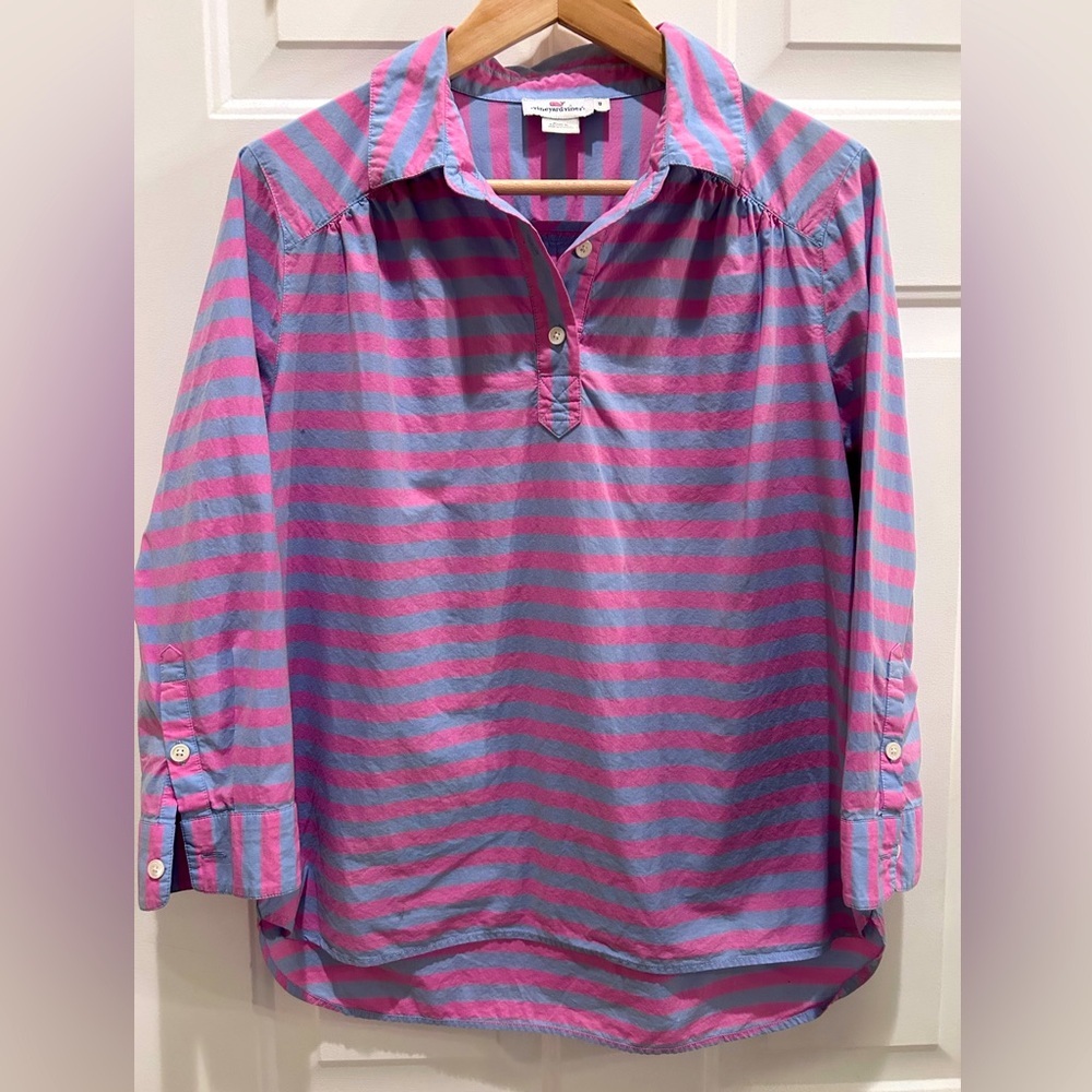 Vineyard Vines Pink and Blue Striped Button-Up Shirt size 8